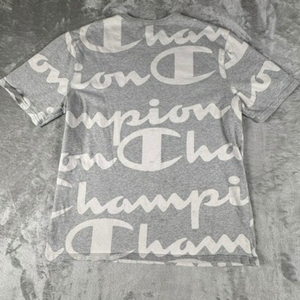 Champion T-Shirt Mens XL Heritage All Over Print Script Logo Gray Short Sleeve - Picture 2 of 9